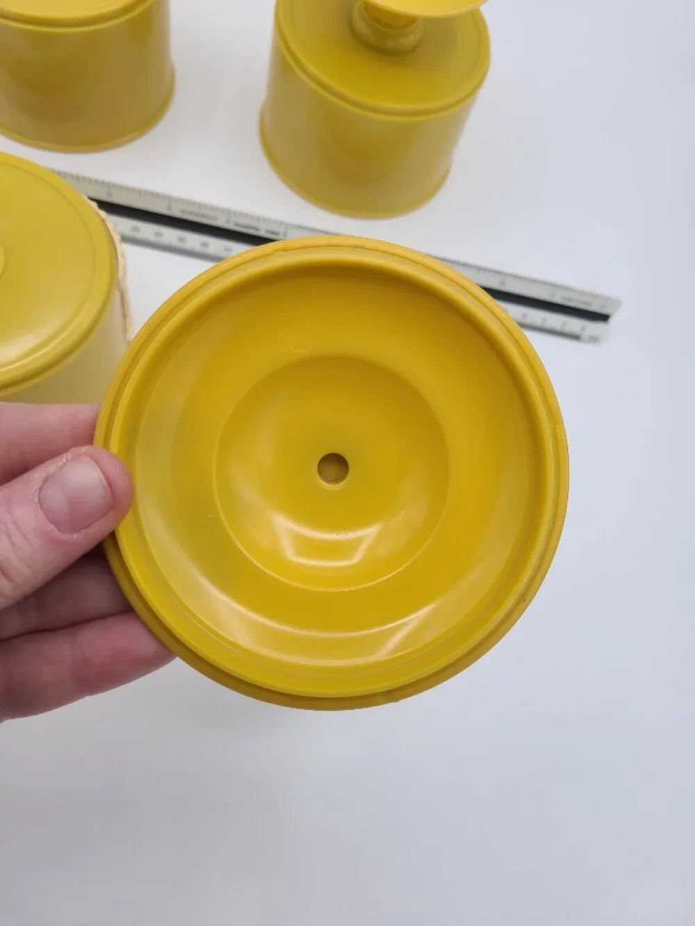 Vintage 3 Tier Yellow Powder Box Celluloid Wedgwood Jasperware Style Victorian